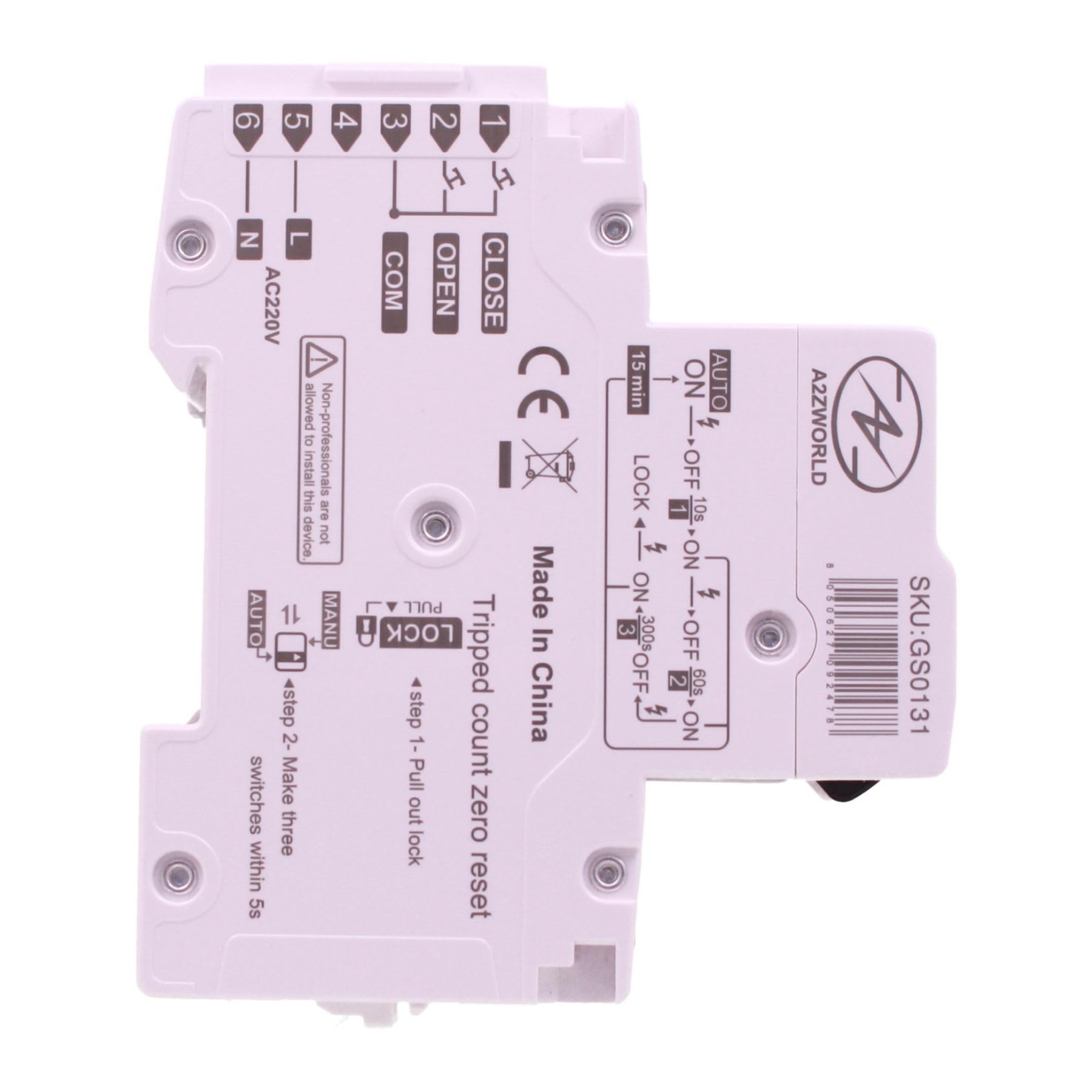 Interruptor diferencial magnetotérmico con rearme automático, tipo A-SI Curva C 32A, RCBO 1P+N 6kA 30mA 220V, Slim Solo 2 módulos DIN, rearmable 3 veces (10s, 60s, 300s)