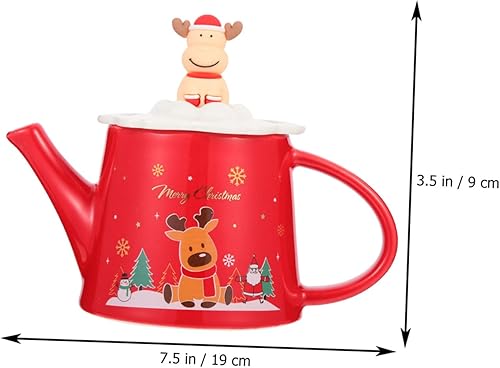 Miniatura 6 de 1 juego de tetera de cerámica de Navidad teteras de Navidad tetera de Navidad tarro de galletas de Navidad tazas de café tazas de té con tapa hoja