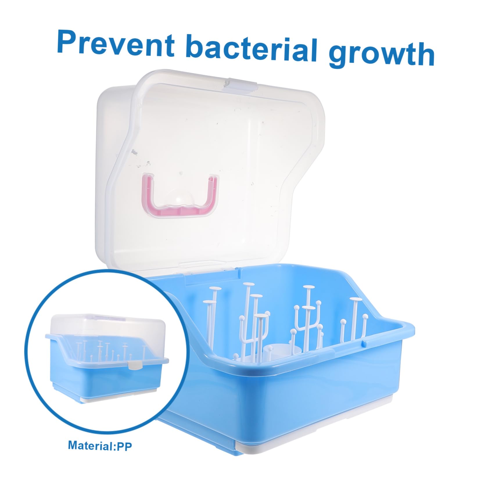 Garneck Baby Bottle Drying Rack Milk Bottle Storage Box Baby Tableware Organizer Pp Material Large Capacity Handle Design Home Outdoor Use