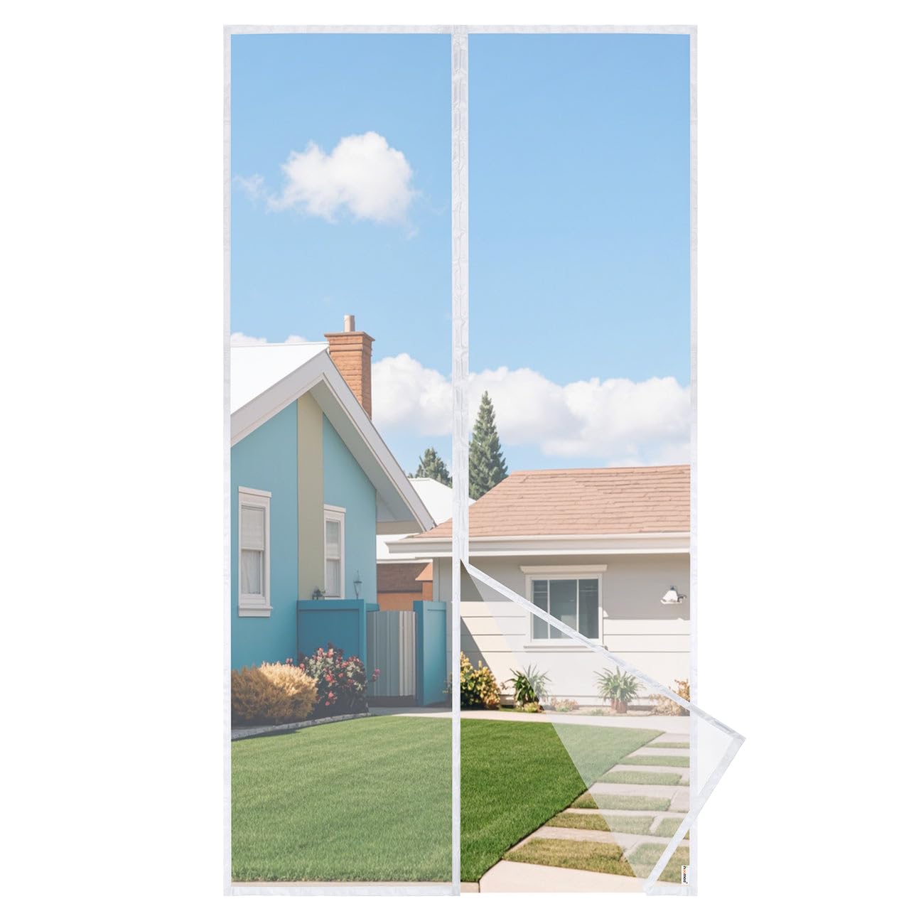 HOOMEE Zanzariera per Porta, 120x210 CM Tenda Magnetica per Porte Finestre e Patio, Magneti Potenti per una Perfetta Chiusura Automatica, Installazione Facile senza Foratura (Bianco)