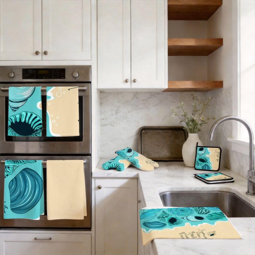 9PCS Ocean Seashell Art Cucina Decor e Accessori Set
