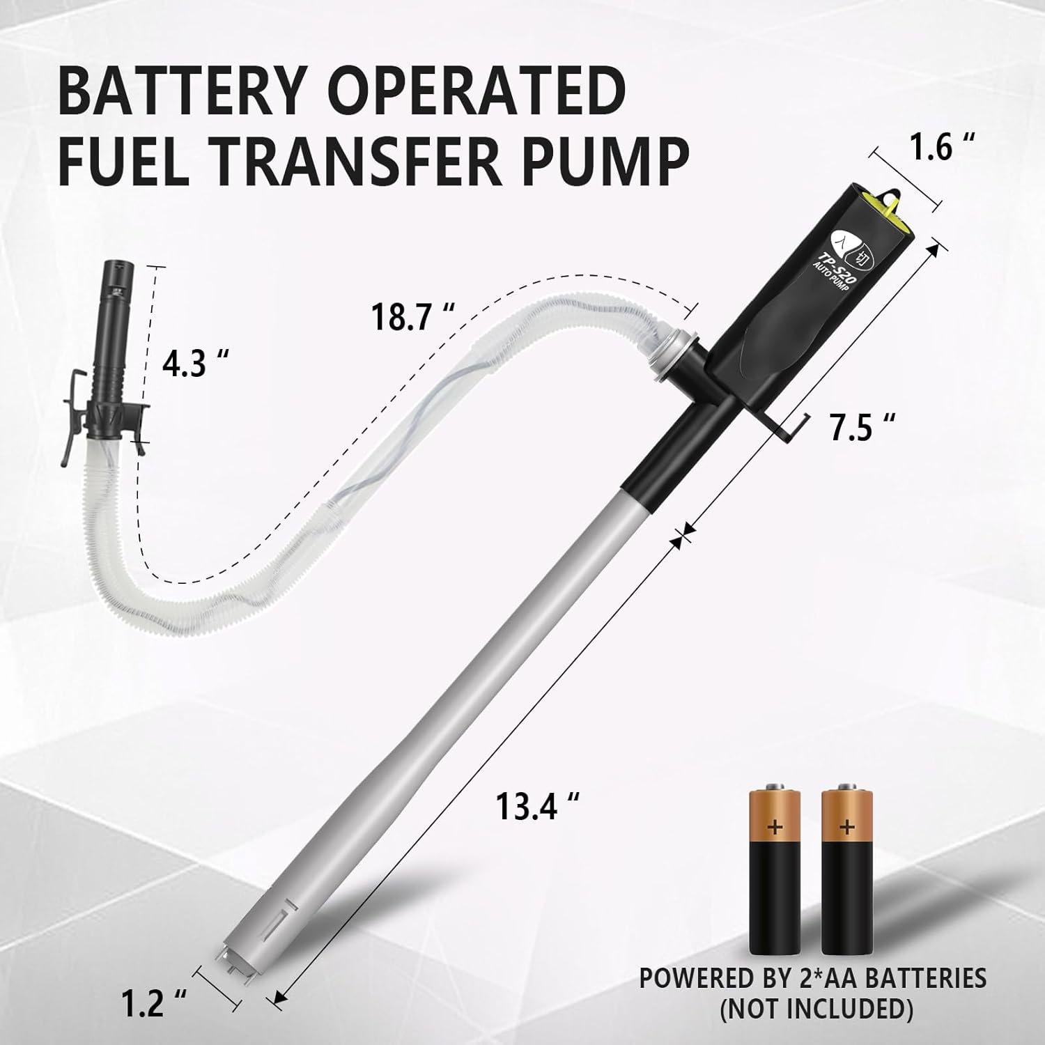 Kerosene Heater Siphon Pump, Battery Operated Siphon Pump, 2.4 Gal Per Minute Flow, Auto Stop Sensor & Fixable Nozzle, Gas Siphon Pump for Kerosene Gasoline Gas Diesel Light Oil