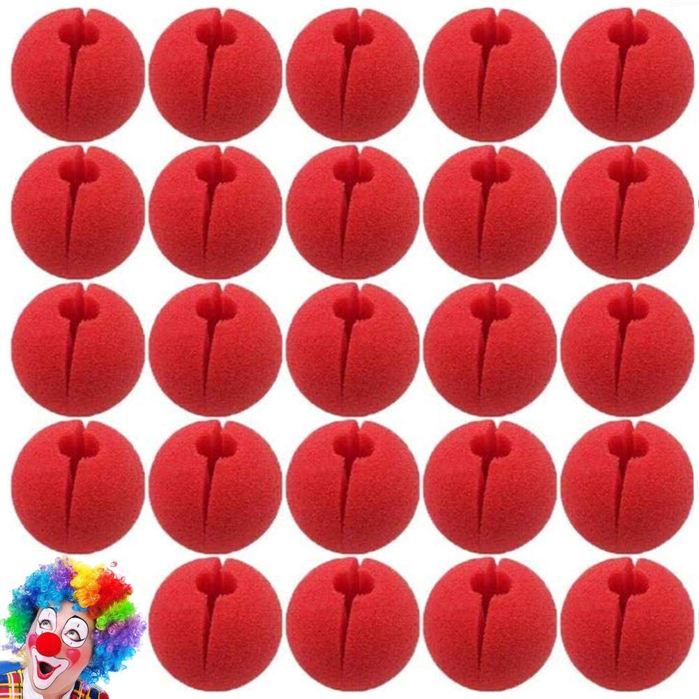 – Poluka 24Pcs Red Clown Nose Foam Circus Comic Nose for Kids&Adults Role Cosplay Costume Trick Party Supplies Halloween Photo Prop Party Favors