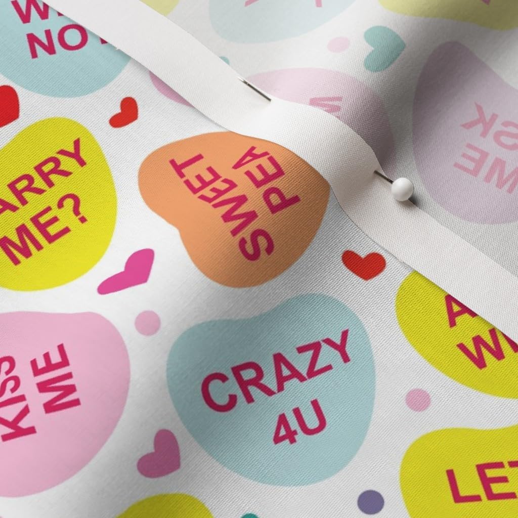 Spoonflower Fabric - Aloha Hearts Love Valentine Valentines Day Letters Candy Printed on Cotton Poplin Fabric by The Yard - Sewing Shirting Quilting Dresses Apparel Crafts