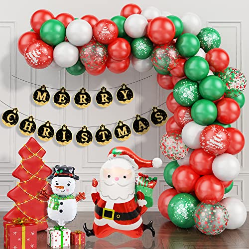 Ensemble de Guirlandes de ballons de Noël, 100 pièces de ballons en latex rouge blanc et or, ballons en papier d'aluminium de 18 pouces, décoration de ballon de sucette de Noël surdimensionné Cover
