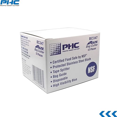 Miniatura 2 de Pacific Handy Cutter BC347 - Cortador de bolsas, caja de 12, corta fácilmente bolsas de plástico, papel y cinta, hoja de acero inoxidable oculta de