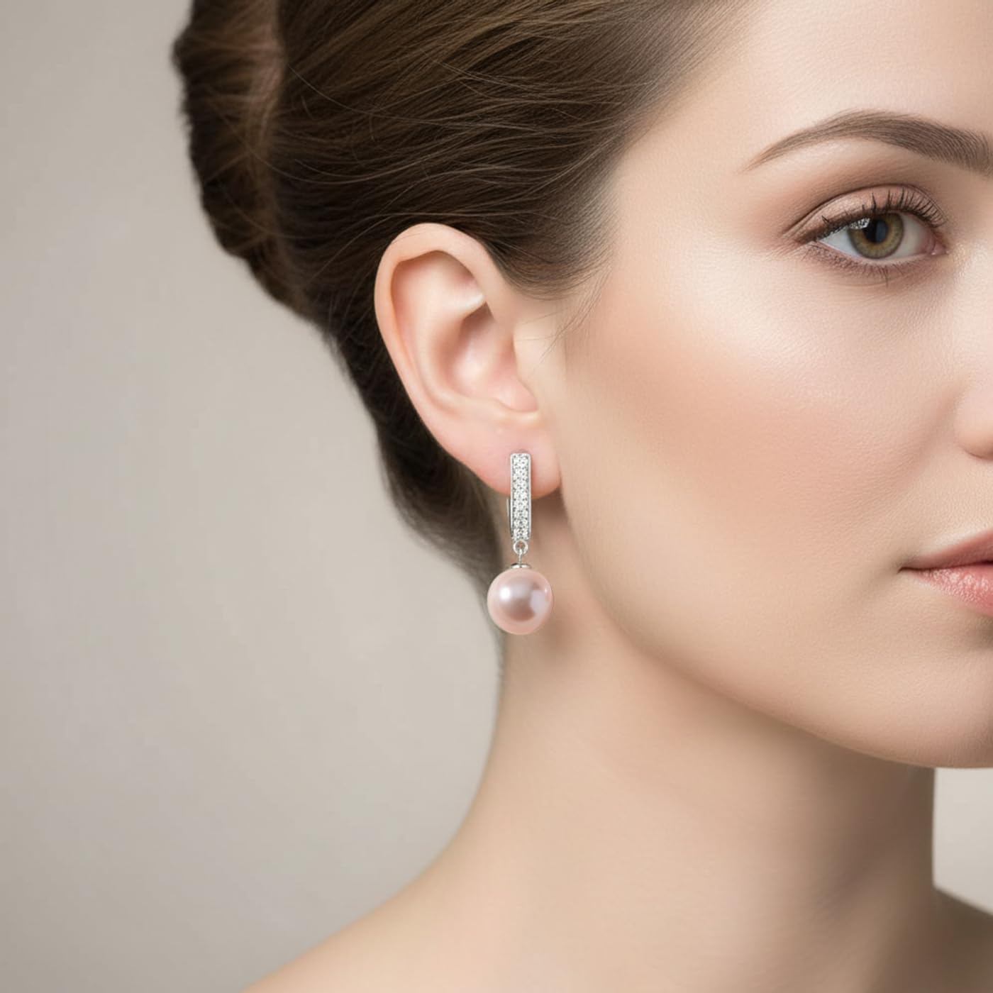Schöner-SD Perlen Ohrringe Creolen mit großen Perlen 925 Silber Rhodium