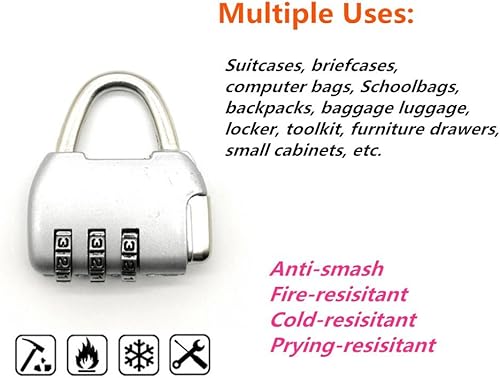 Miniatura 2 de Candado de combinación de 3 dígitos de aleación de zinc, el pequeño candado de combinación segura para maletas, equipaje, maletines, bolsas de