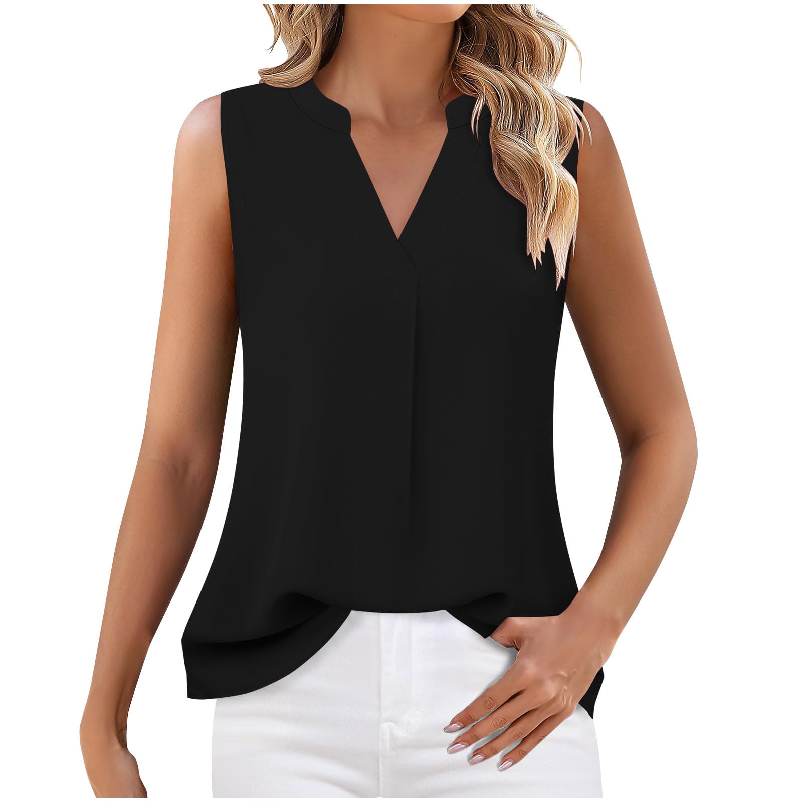 Tank Top for Women Trendy V Neck Sleeveless Summer Tops Dressy Casual Business Blouses Loose Classy Ladies Work