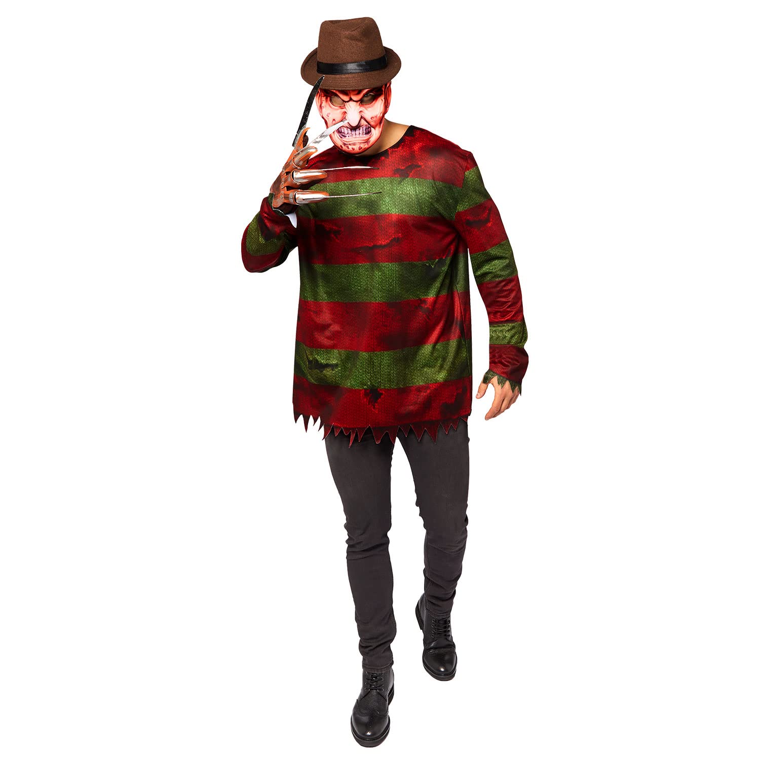 (PKT) (9912544) Adult Mens Freddy Krueger Costume Set (Small)