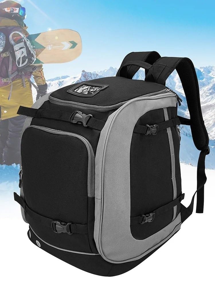 Zaino da sci 65 litri, grande capacità, in tessuto Oxford, per casco, abbigliamento, scarponi, borsa portaoggetti per escursionismo, arrampicata
