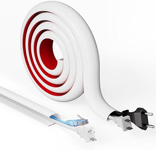 Kit de canaleta para ocultar cables, cable de pared de 39 pulgadas para 1-2 cables, material de silicona para ocultar cables de TV para montaje en