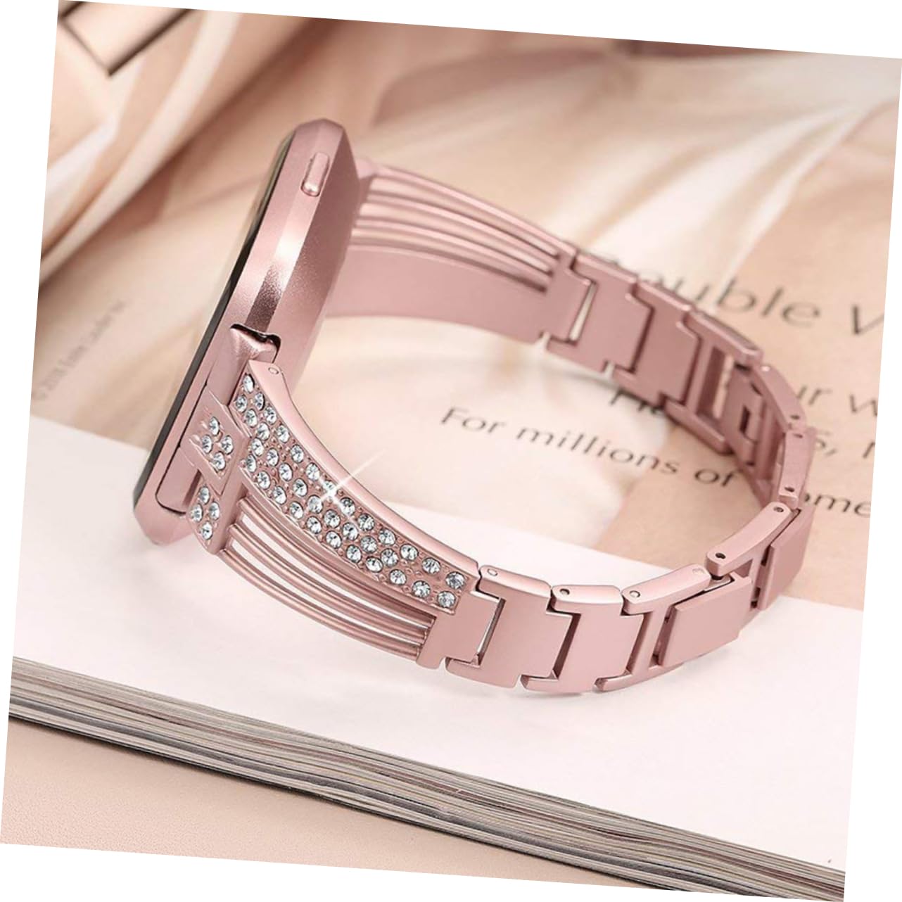 HEMOTON 2pezzi Cinturino Acciaio Inossidabile Con Rhinestone Per Sostituzione Elegante e Resistente Per Orologi Facile Da Installare Rosa Polvere