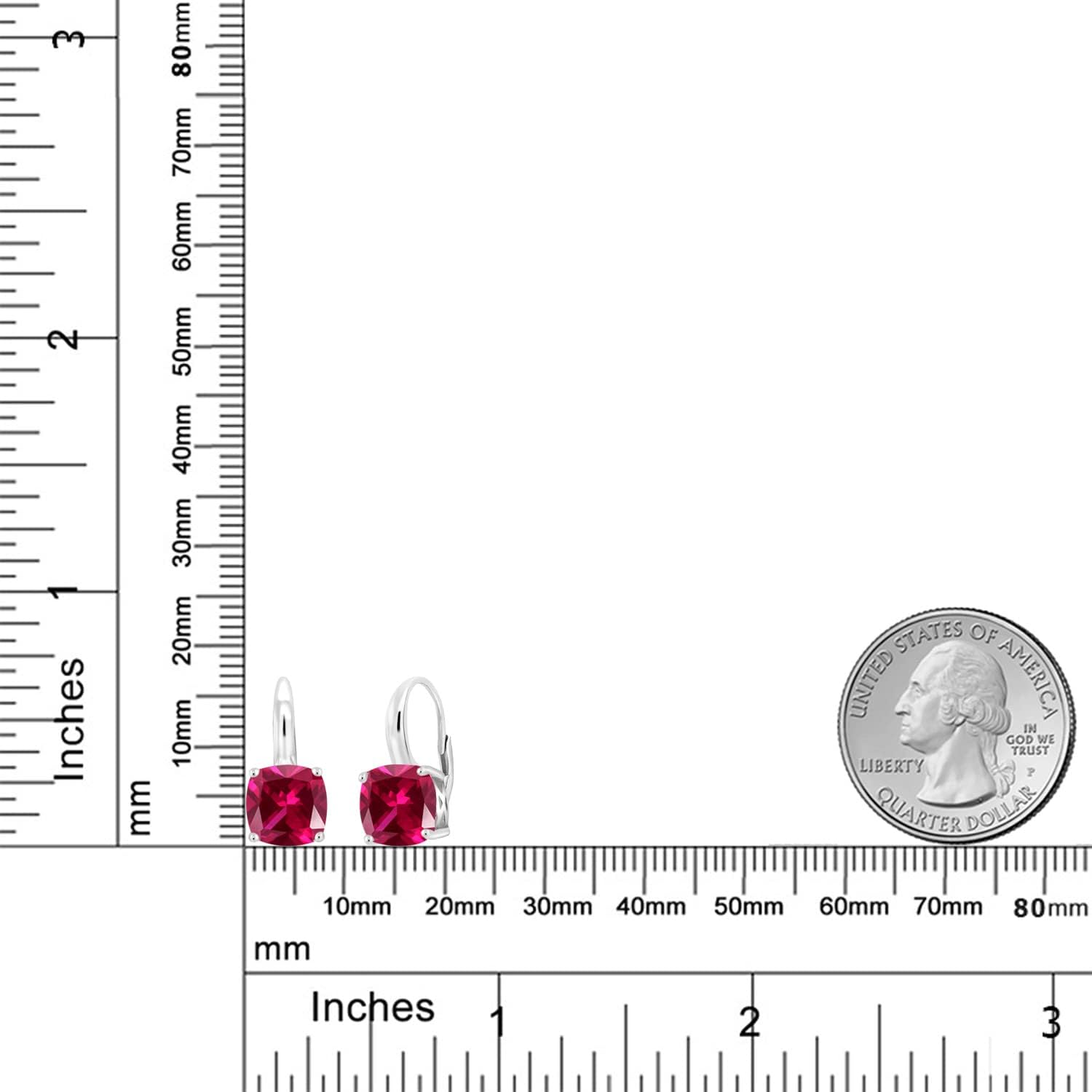 Gem Stone King 4-6 Cttw Gemstone Birthstone Leverback Dangle Earrings for Women | 925 Sterling Silver | 8MM Cushion | Fine Jewelry for Her Mom Wife - Image 3
