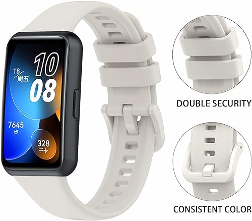 Miniatura 5 de Paquete de 2 correas deportivas suaves compatibles con Huawei Band 8Huawei Band 9 de repuesto de liberación rápida para mujer y hombre