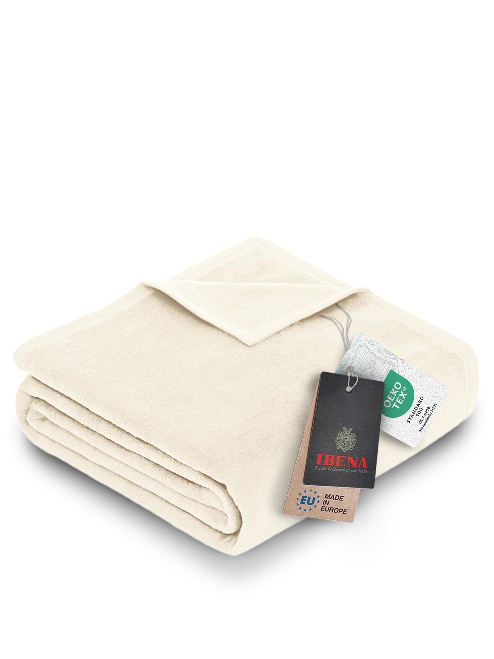 Ibena Porto Decke 150x200 cm – Baumwollmix weich, warm & waschbar, Kuscheldecke weiß einfarbig