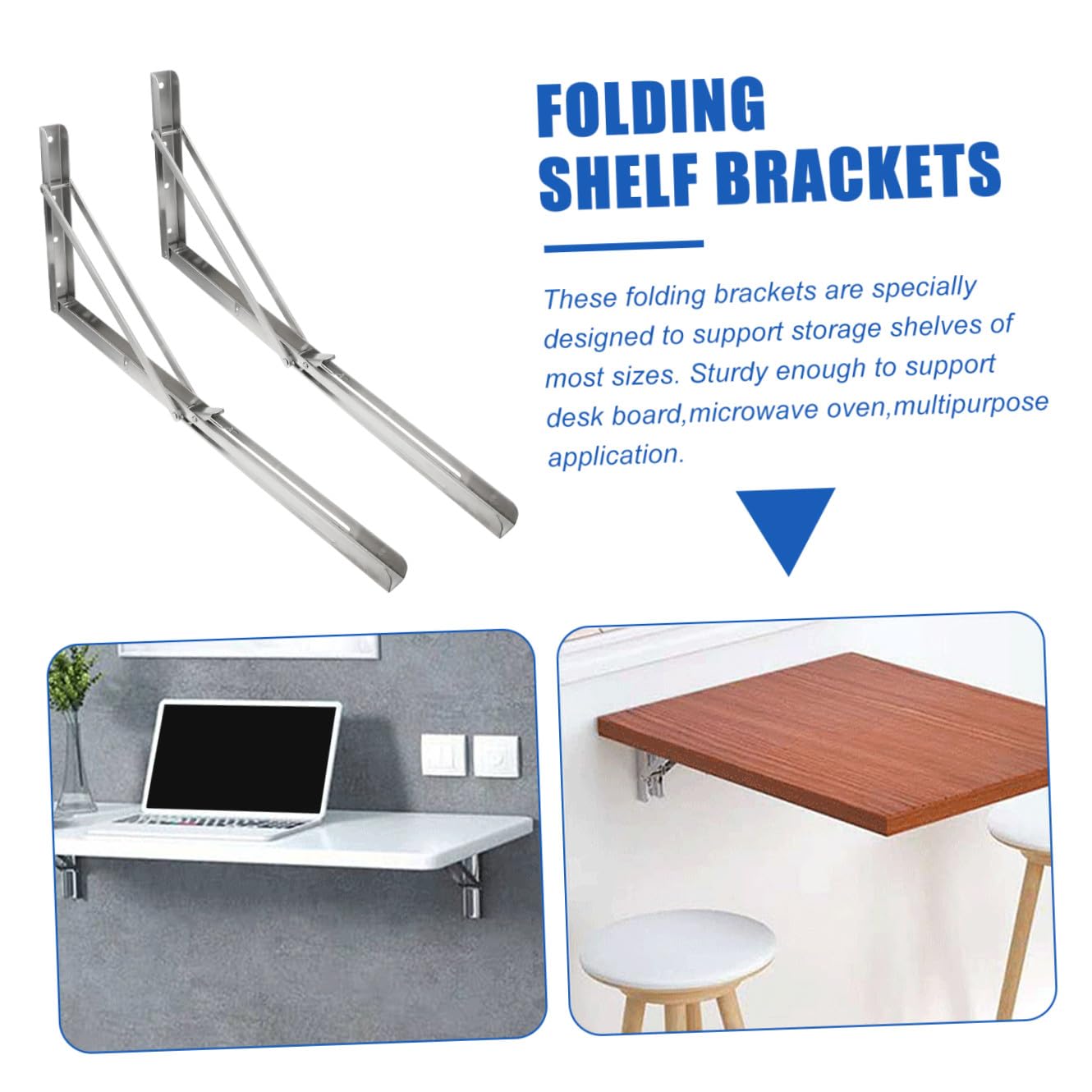 2piezas Soportes Inoxidable Para Estanterías Plegables Soporte De Pared Multiusos