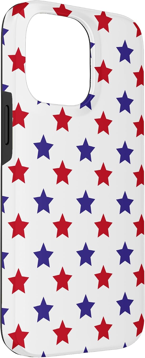 Red White Blue American Flag Patriotic Stars Pattern Case for iPhone 14 Pro Max