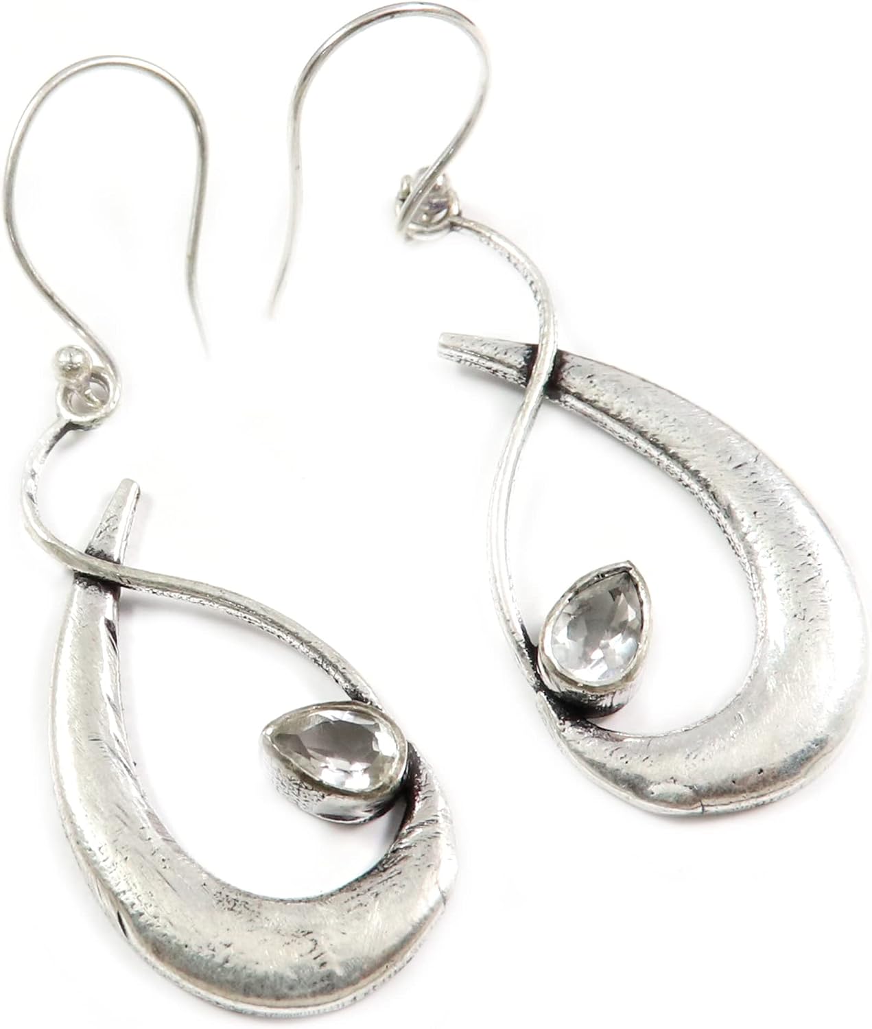 Goyal Exports 925 Sterling SilverPeach Moonstone Amethyst Garnet Faceted Gemstone Silver Drop Dangle Earring Handmade Jewelry SEG131A