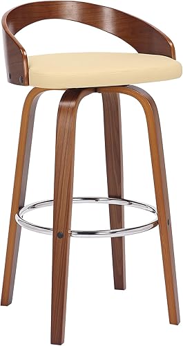 Miniatura 13 de Armen Living Sonia 66 cm de altura del asiento Taburete de bar giratorio de mediados del siglo XX moderno para isla de cocina con respaldo en cuero