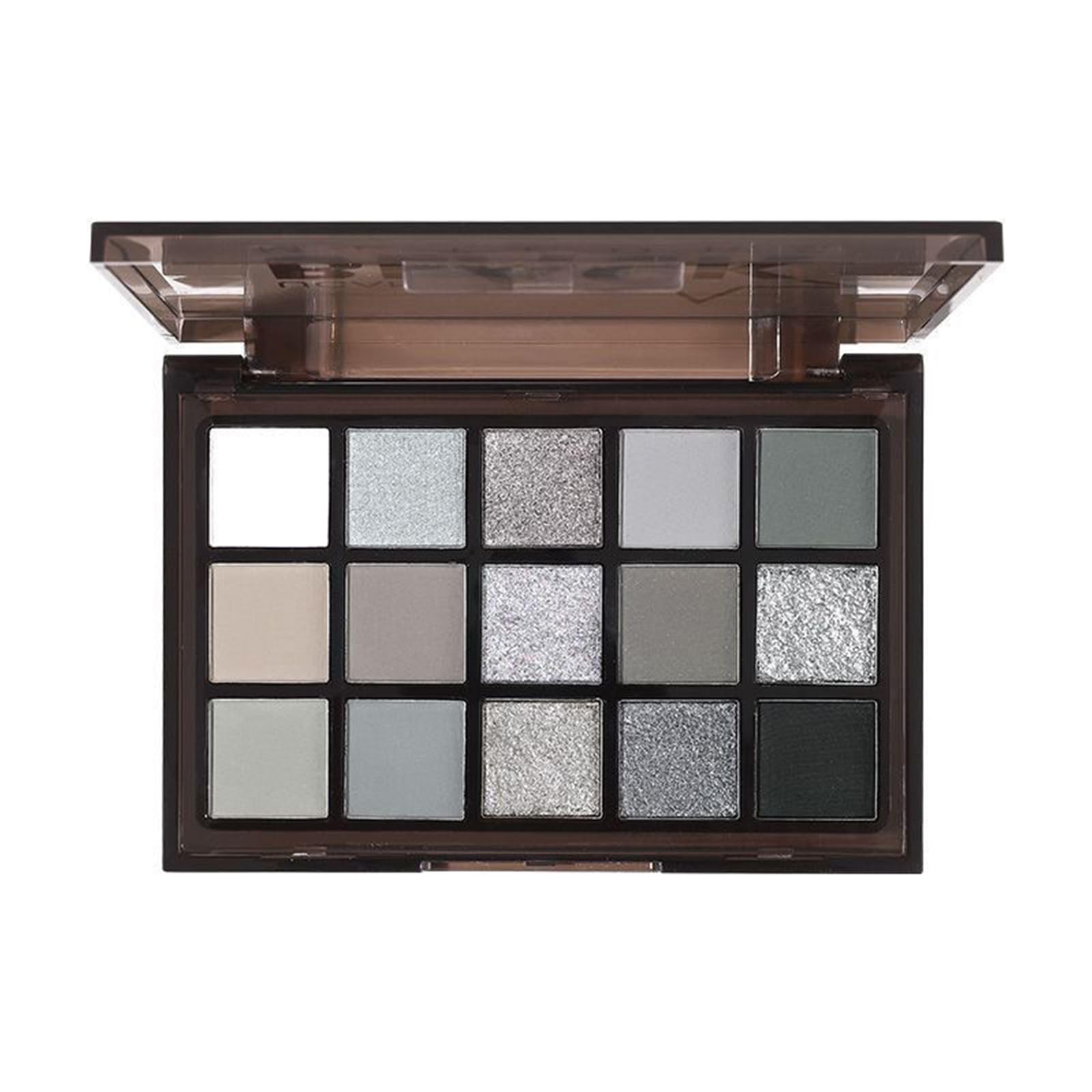 15 Colori Palette Ombretti Trucco Smoky e Fumoso, Professionali Opachi Waterproof per Ragazze e Donne - Grigio Eyeshadow