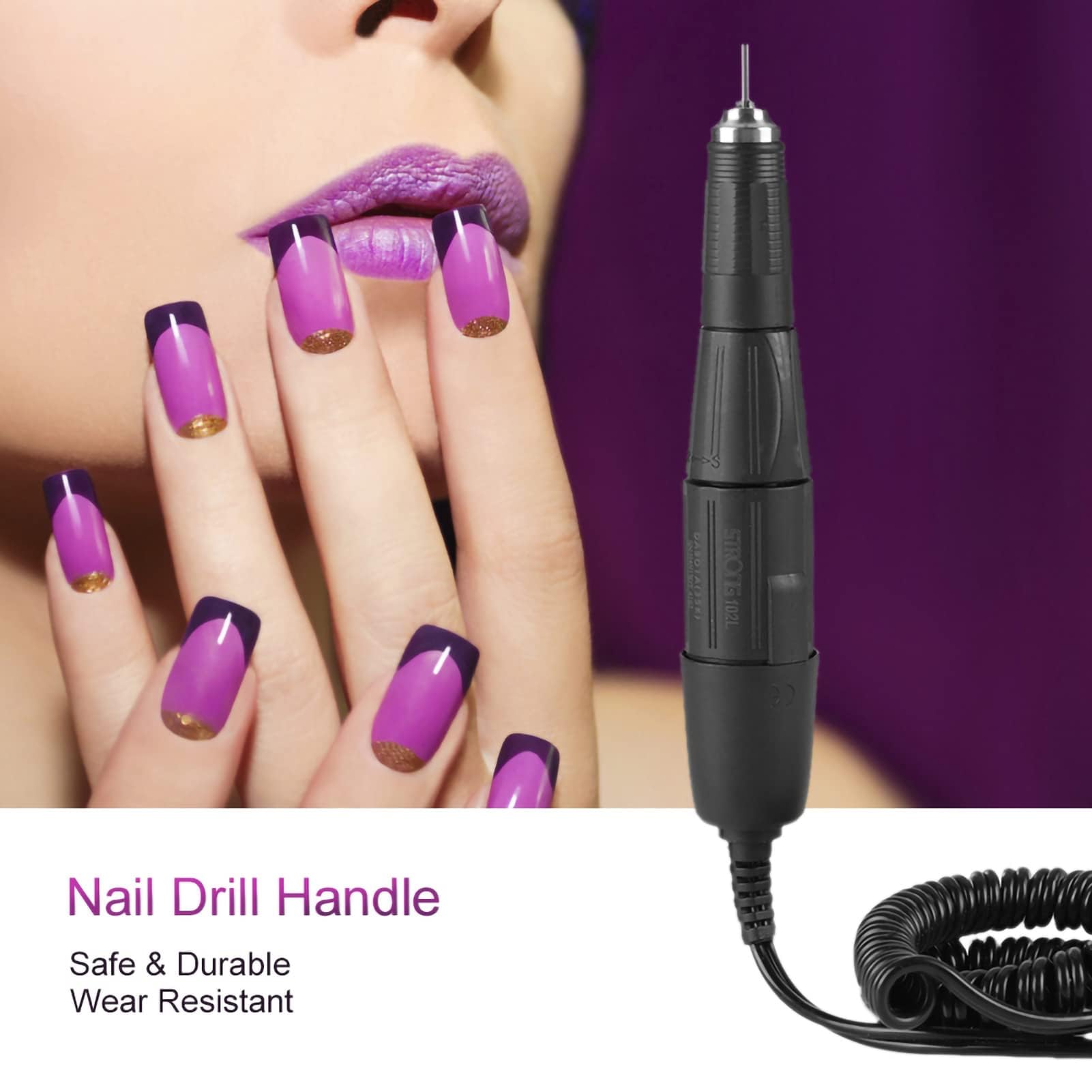 Nagelbohrer-Griff, Professionelles Nagelbohrer-Handstück 102L-2,35 Mm, Elektrische Nagelpoliermaschine, Schleifmaschine, 35.000 U/min, Tragbare Nagelbohrmaschine,