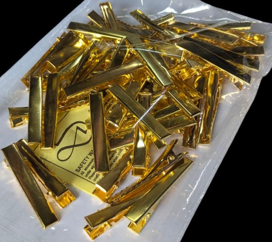 Flat Single Prong Alligator DIY Barrette Bow Hair Clips - Metal Golden Color Klip Pins for Making Styling Cute Hair Bows (4.5 cm, 100 pcs)-image-16