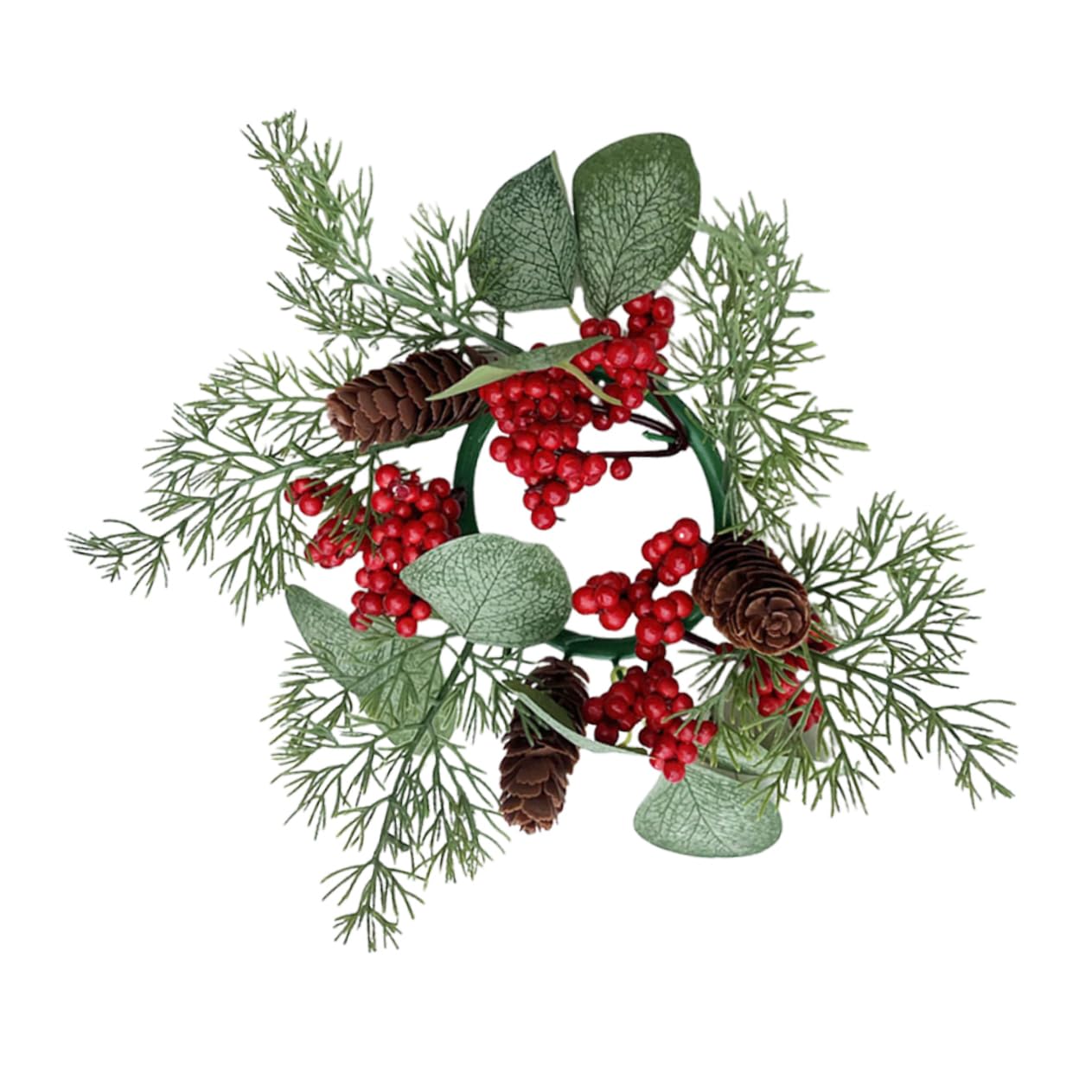 Alipis Realistic Christmas Berry Candle Ring Wreath Pine Wreath for Table Decorations Small with Decorative Candle Holder Perfect for Holiday Wedding Cabinet Party Supplies