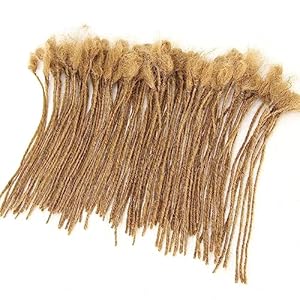 ZigZag Hair Minilocs Dreadlocks Extensions 0.2cm 100strands Micro Sisterlocs Extensions Human Hair Honey Blonde Brown Loc Crochet Braiding Hair Decoration for Men/Women/Children (8 Inch, #27 Color)