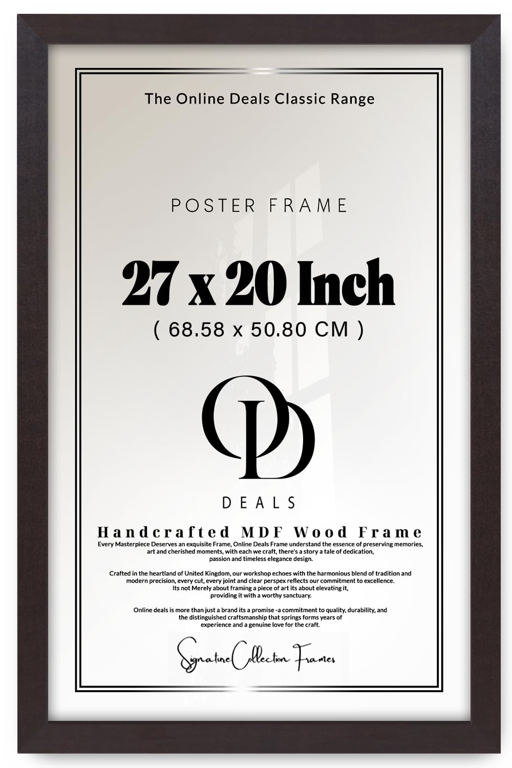 OD Deals Refined Aesthetic Flat Large Rectangle Poster Picture 27 X 20 Inch | Solid Engineered Wood Finish Mahogany — (68.58 X 50.80 CM) Display For Living Room Wall Art Home Office Gallery Accent
