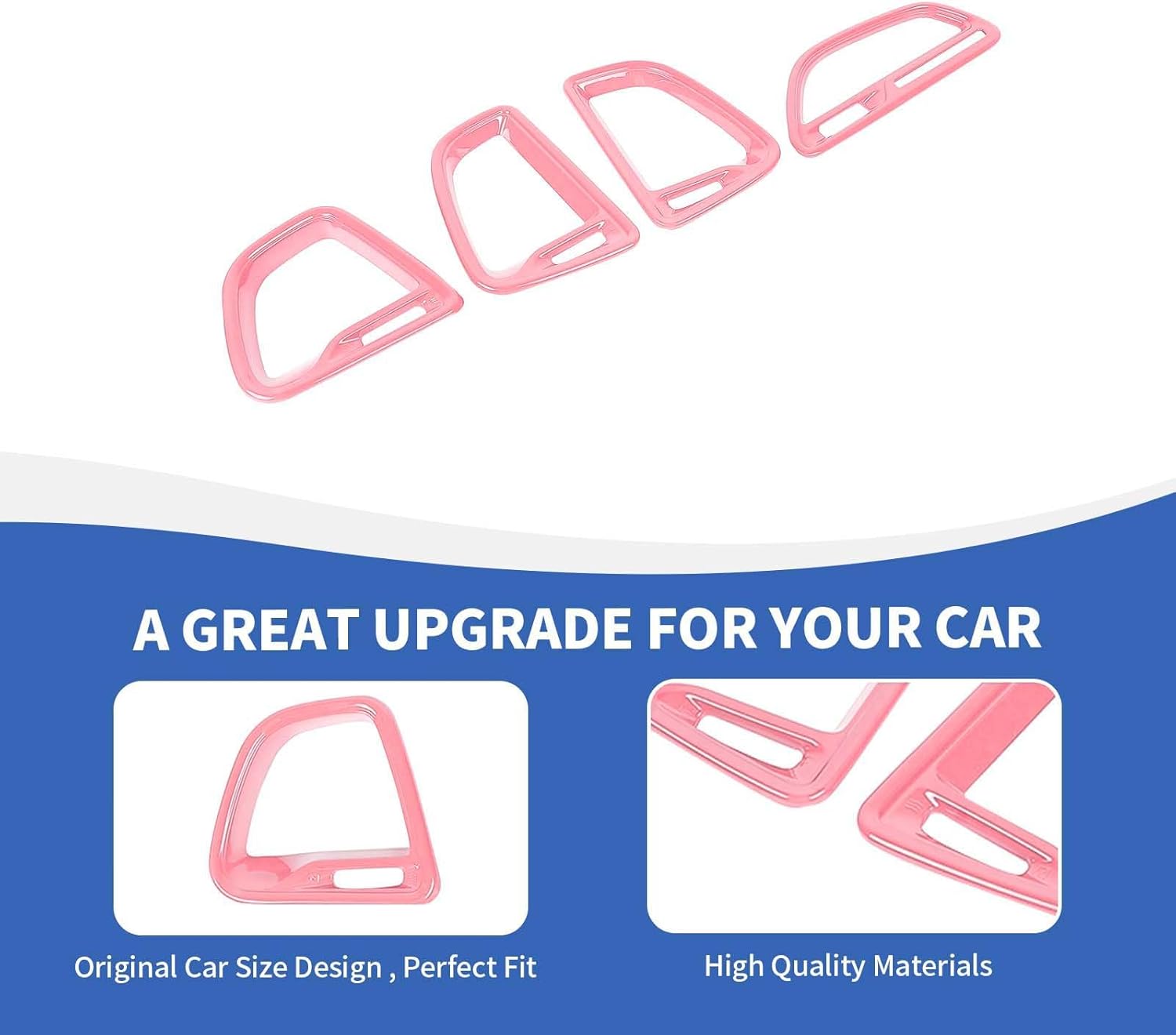 Air Conditioning Outlet Vent Trim, 4PCS Center Console Dash AC Vent Cover Compatible with Dodge Challenger 2015-2024, Pink