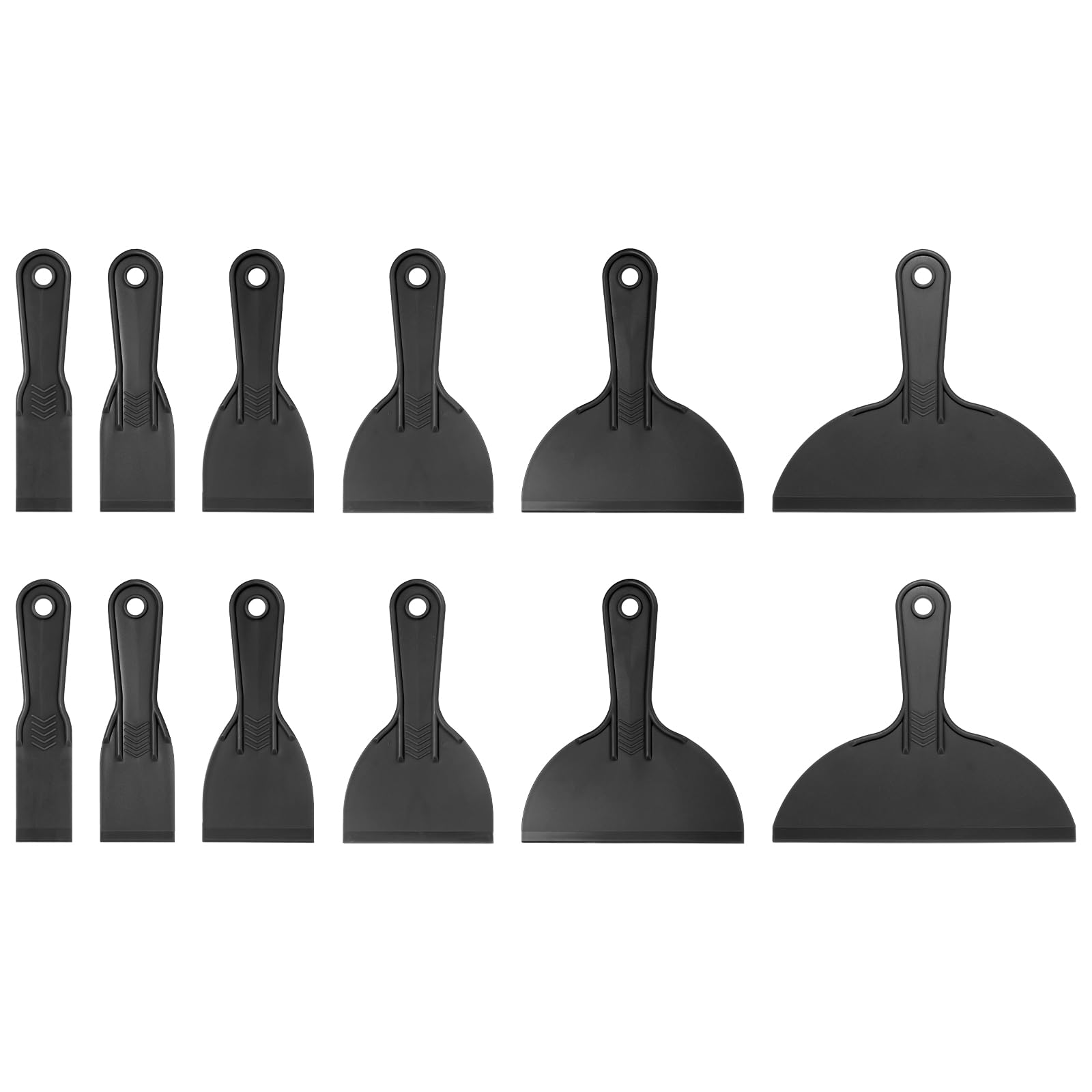 sourcing map 12pcs Putty Scraper Set Plastic Flexible Putty Knives Disposable Paint Spreader Cleaner Tool for Spackling, Patching Painting Repairing, Black