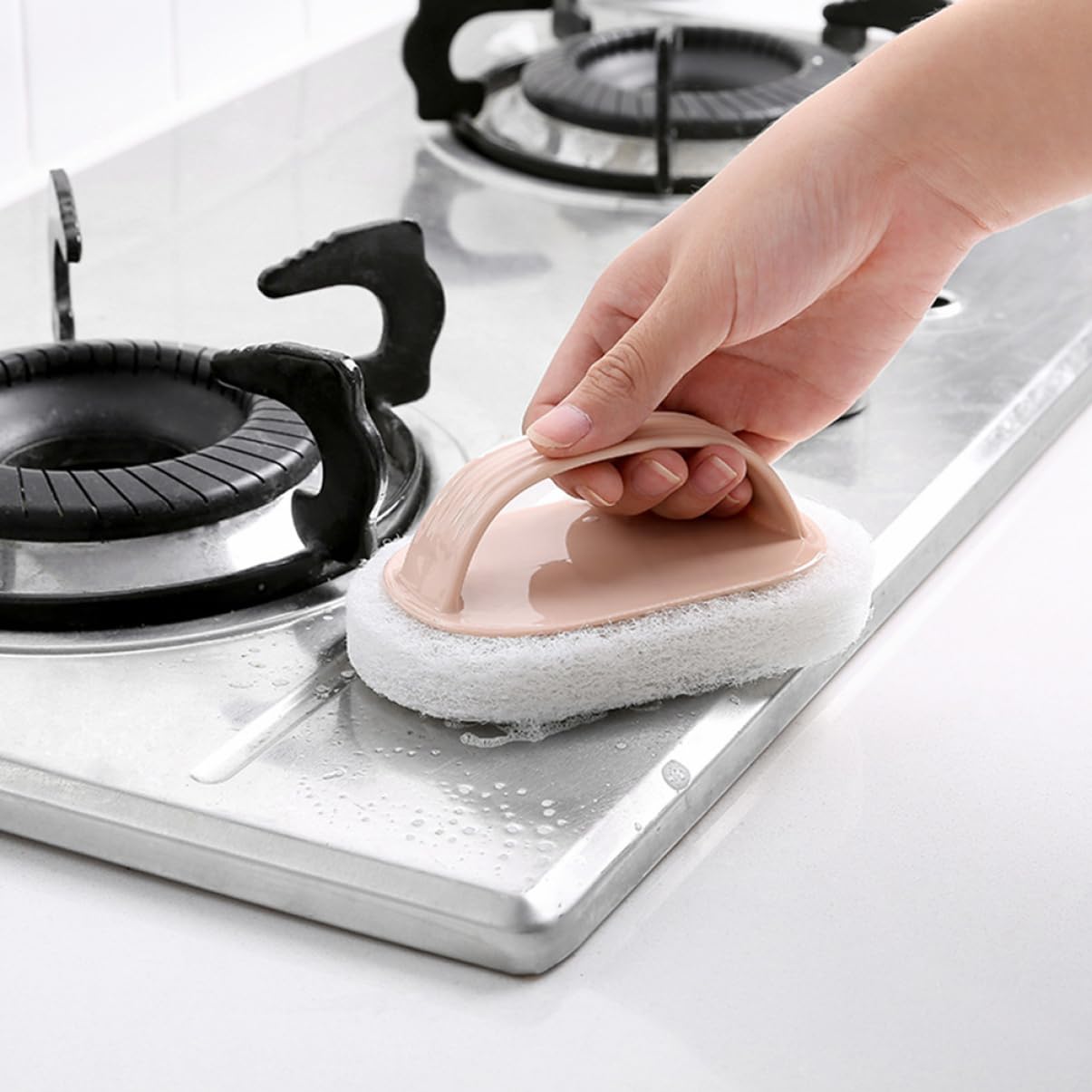 SOLUSTRE 12 Piezas Cepillo Limpieza Cepillo Esponja Limpieza Auto Pincel Cocina brocha Cocina depurador esponjas Esponja Lavado Cepillo con Mango plastico Ventana detergente