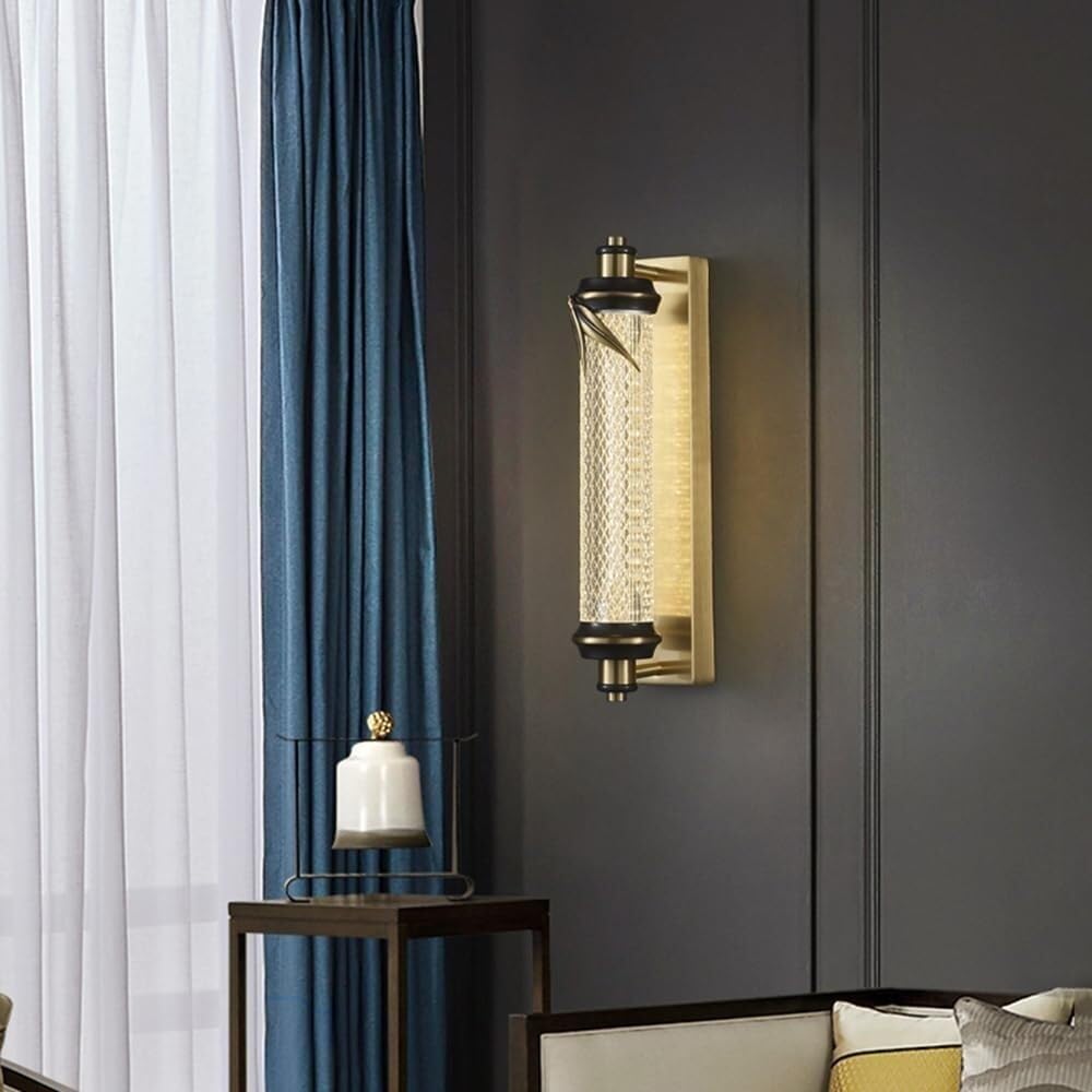 Applique da Parete per Interni in Ottone con Paralume in Acrilico Stile Cinese Moderno 10W LED 13,5 Cm Lampade da Parete per Camera da Letto Comodino Soggiorno
