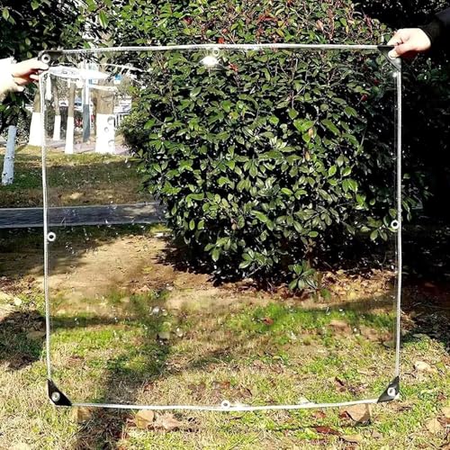 0.9 x 1.9 m Heavy Duty Transparent Plane - Wasserdichte PVC Tarp Reißfeste Transparente Abdeckung mit verstärkten Kanten & Ösen für Gartenpavillon Carport Möbel Schutz