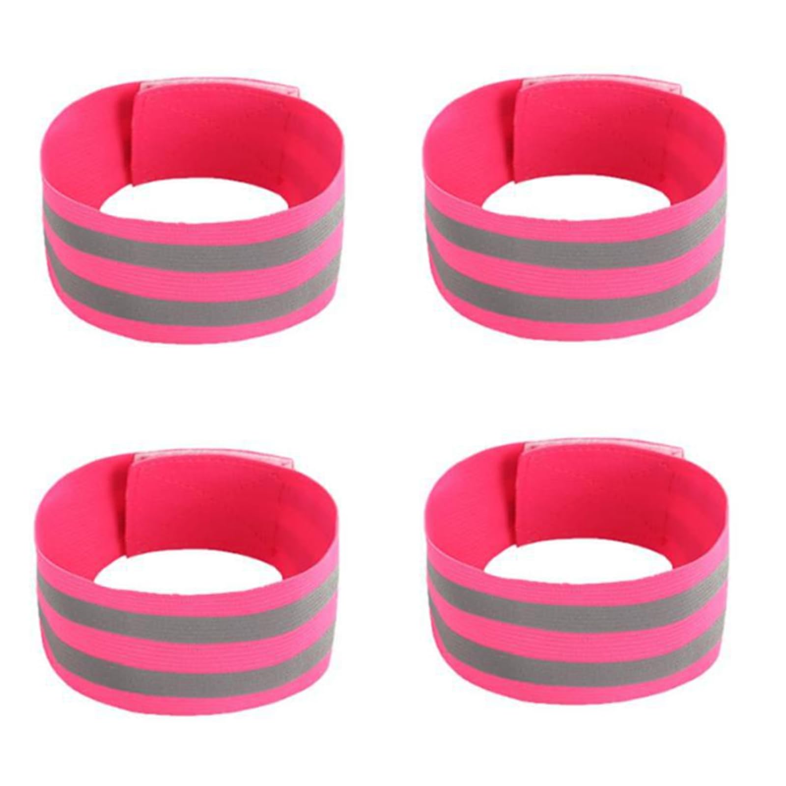 MACHSWON 4 PCS Reflective Wrist Strap 5x1x1cm Running Safety Gear Reflective Wristbands High Visibility Bike Ankle Bands Reflector Armband Self-adhesive Reflective Bands for Walking,Night Sports Pink