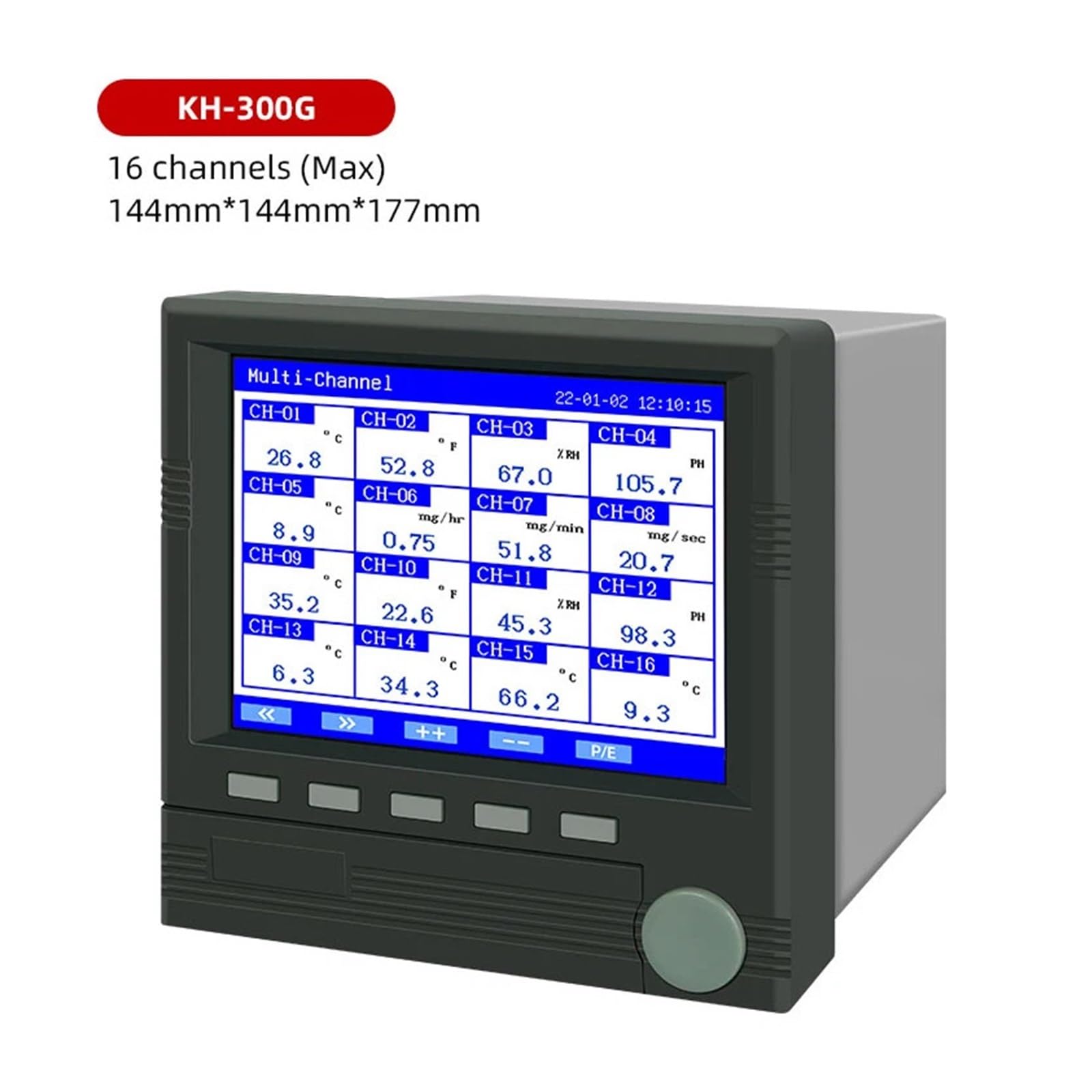Registrador de Datos de Temperatura USB multicanal con Entrada Universal, Color, sin Papel