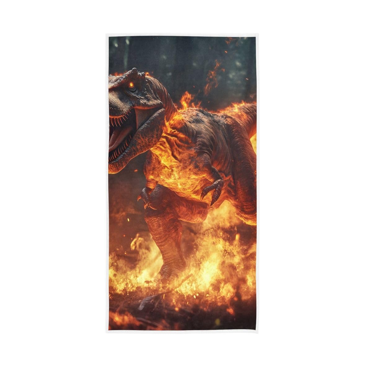 LSRCPD Adinosour on Flaming Jungle Hand Towels for Bathroom, Hand Towel for Bathroom, Shower, Hotel, Spa 15 x 30 Inches