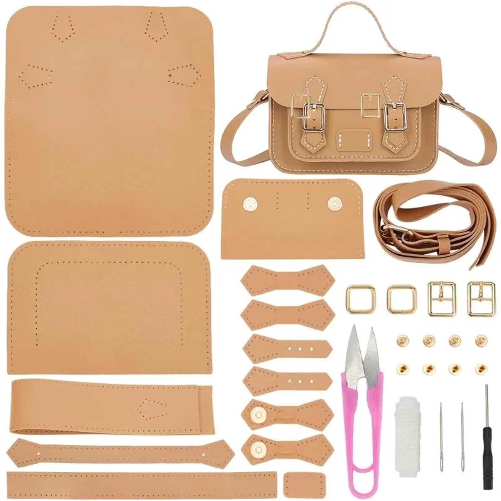 Kit de fabricación de bolsos de bricolaje para hacer bolsas cruzadas, juego de costura de hombro de piel sintética con instrucciones (idioma español no garantizado) hecho a mano