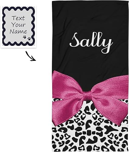 Miniatura 2 de Toalla de playa personalizada con estampado de leopardo rosa oscuro y negro con nombre para deporte, boda, regalo de cumpleaños, 30 x 60 pulgadas, 2