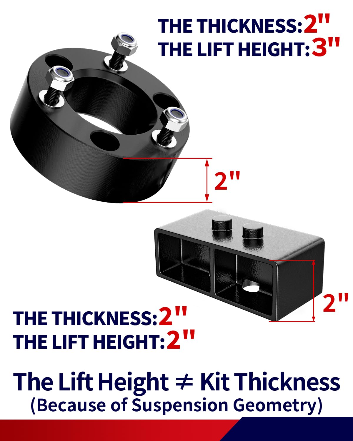 Leveling Lift Kits Kompatibel mit F150, 3 Zoll vorne + 2 Zoll hinten Strebe Abstandshalter Nivellierset für 2004-2019 F150 2WD 4WD