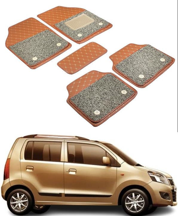 Image of Minansh Foot Mats /Floor Mats Compatible with Compatible with d Endeavour 2003-2014 7D Luxury Leather Washable Car Floor Mat (Tan)