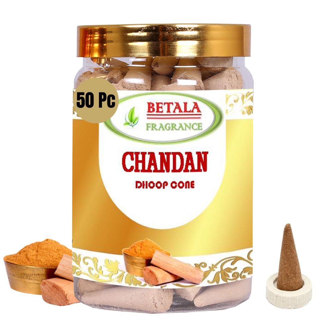 Betala Fragrance Flavour Dhoop Cones for Pooja, Pack of 50 Pcs Incense Cone with Holder, Non-Charcoal & Bamboo Less Dhup Batti (50 PCS, Chandan) (B0BZMB294L) Amazon Price History, Amazon Price Tracker