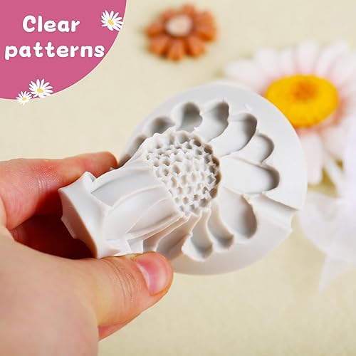 Miniatura 6 de KALAIEN Molde de silicona de flores de crisantemo para decoración de pasteles de fondant, chocolate, azúcar, decoración de pasteles de caramelo,
