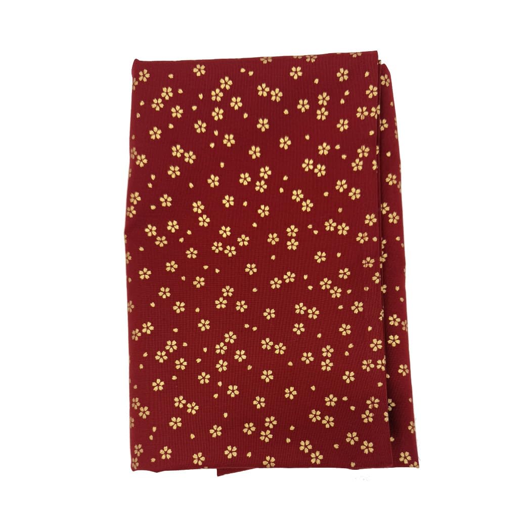 Mashul Furoshiki Gold Cherry Blossom Cotton 39in Made in Japan Akane Red