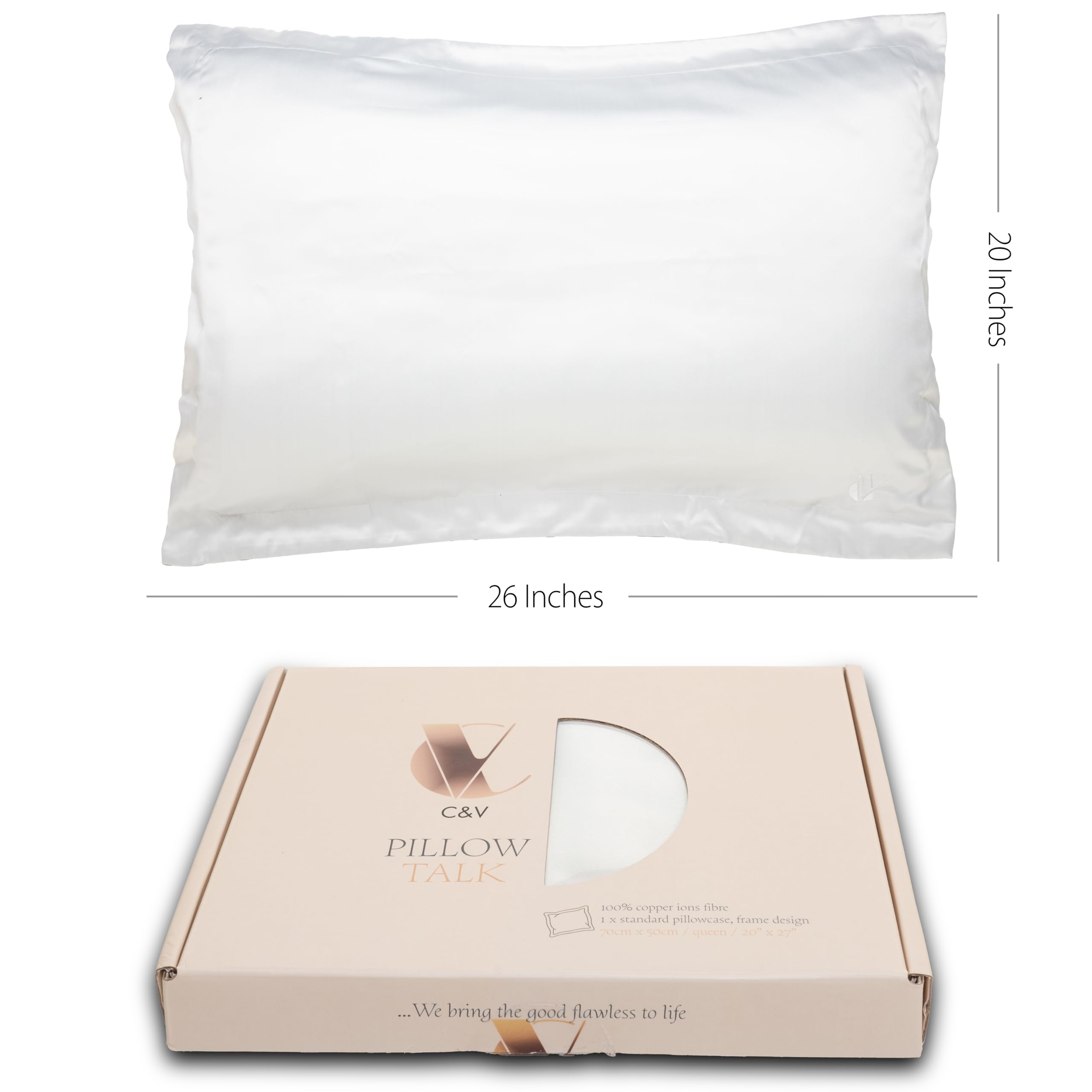 PillowTalk 100% Copper Infused Pillowcase, Frame Edge Pillow Cases (20 x 26 inches), Super Soft, Cosy & Breathable - Image 2