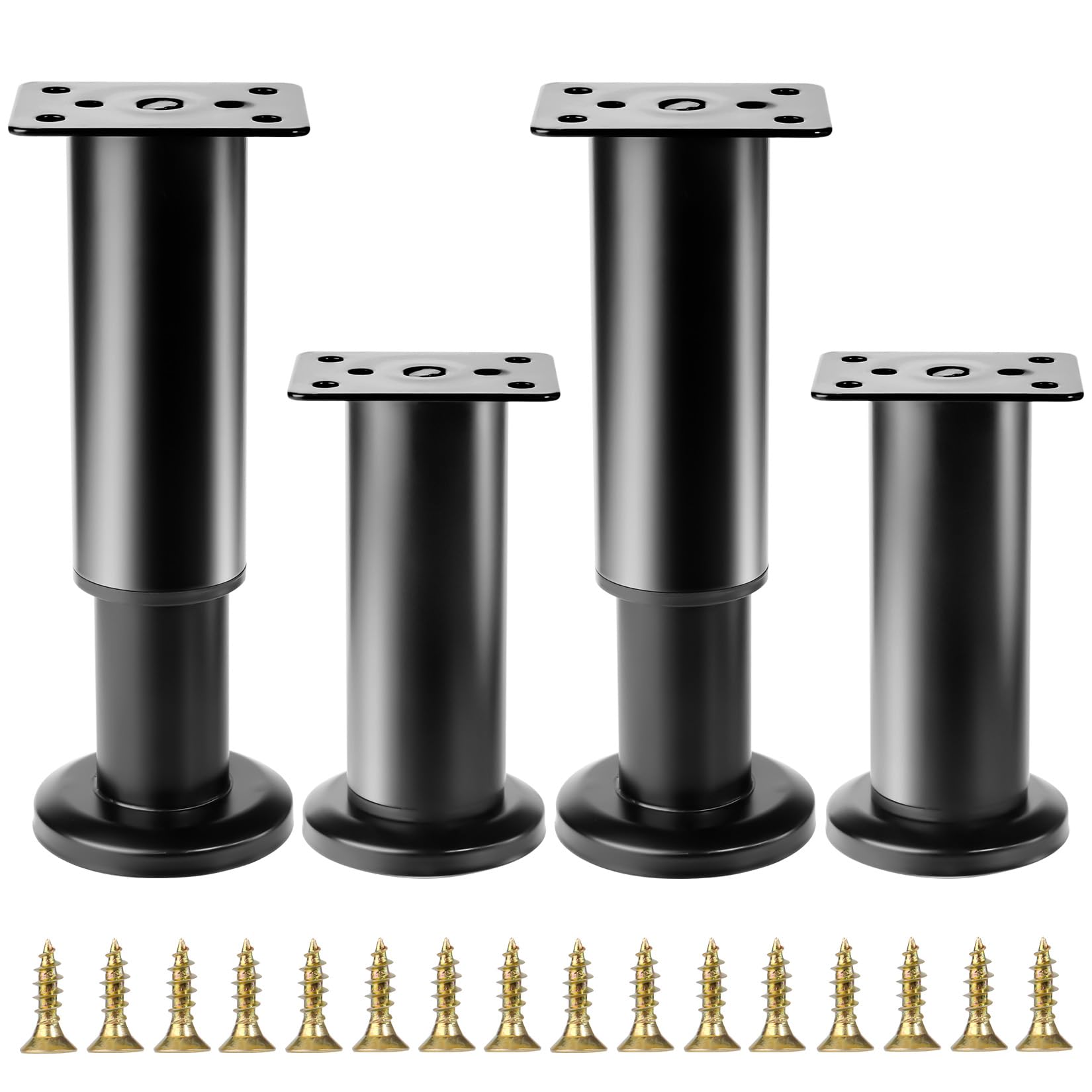 SZSIQI 4 Stück Möbelbeine Verstellbare, 8-12 cm höhenverstellbare Möbelbeine Schwarz, Schrankbeine Sofabeine, Schrankbeine Bettbeine Tisch Sofabeine
