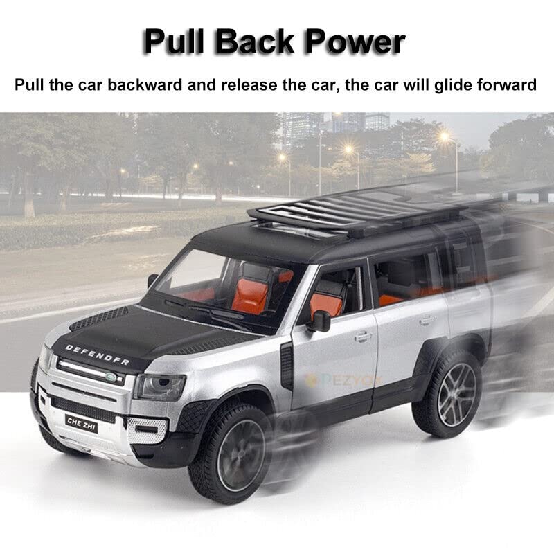 Image of Alloy Car Model Diecasts Metal Toy with Sound /Light /Pull-Back Off-Road Vehicles Car Model Collection Kids Toys Gift Multicolor Pack of 1 (Land Rover Defender CAR)