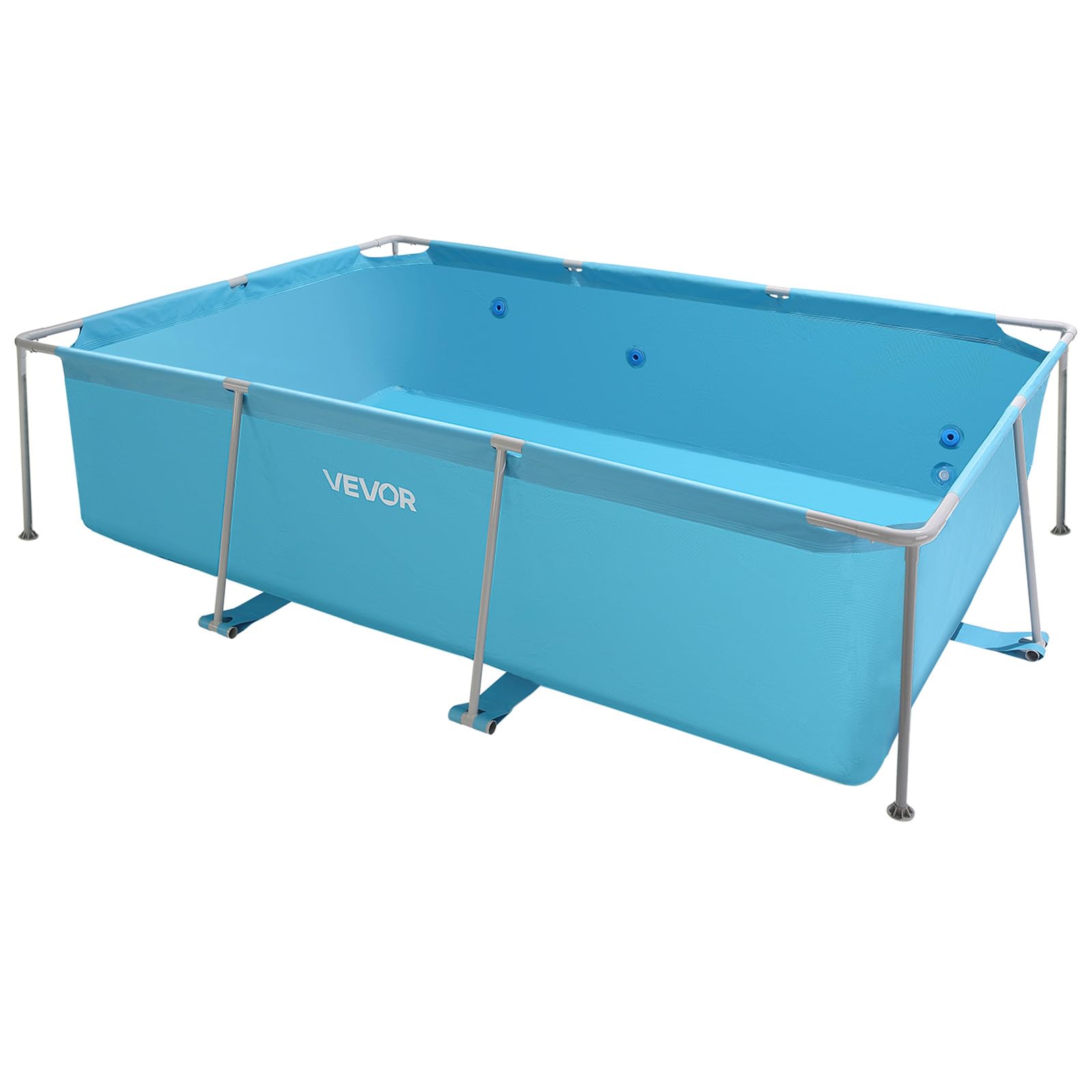 VEVOR Piscine Hors Sol à Cadre Métallique, 3 x 2 x 0,76 m, Grande Piscine Familiale Rectangulaire PVC, Structure Acier, Capacité Eau 3959 L, avec Système Drainage Débit Contrôlé, pour Extérieur, Bleu
