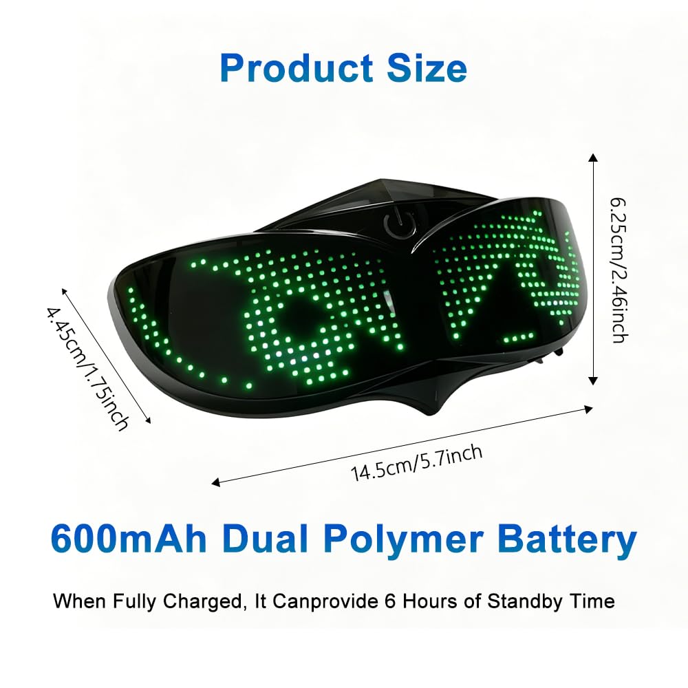 Crelander Letrero LED para casco, luz LED inteligente con Bluetooth, programable, ojos de diablo, pantalla LED impermeable para montar en bicicleta